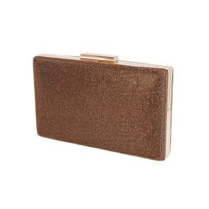 SERI Bronze Gold Hard Case Clutch Evening Bag